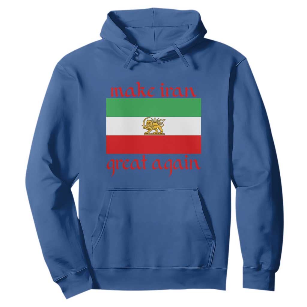 Make Iran Great Again Hoodie Vintage Lion and Sun Flag Patriotic Iranian Pride TS02 Royal Blue Print Your Wear