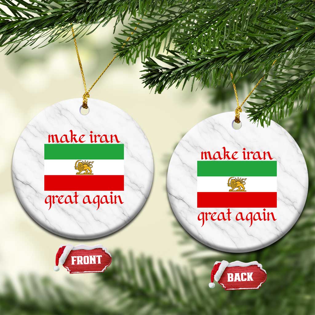 Make Iran Great Again Ceramic Ornament Vintage Lion and Sun Flag Patriotic Iranian Pride TS02 1pc White Marble Print Your Wear