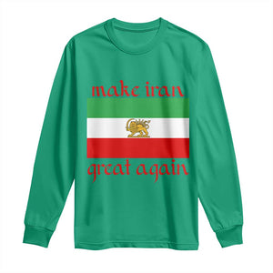 Make Iran Great Again Long Sleeve Shirt Vintage Lion and Sun Flag Patriotic Iranian Pride TS02 Irish Green Print Your Wear