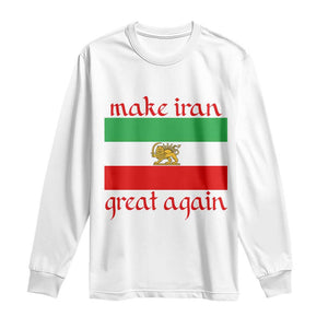 Make Iran Great Again Long Sleeve Shirt Vintage Lion and Sun Flag Patriotic Iranian Pride TS02 White Print Your Wear