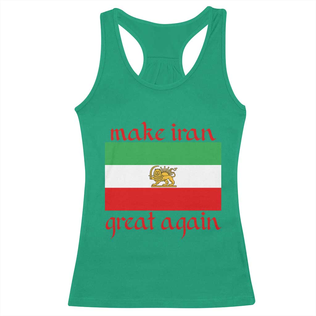 Make Iran Great Again Racerback Tank Top Vintage Lion and Sun Flag Patriotic Iranian Pride TS02 Irish Green Print Your Wear