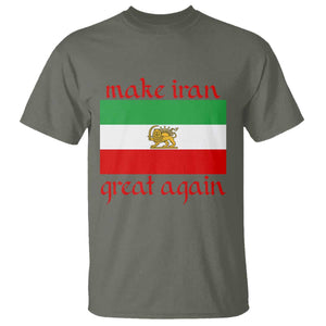 Make Iran Great Again T Shirt Vintage Lion and Sun Flag Patriotic Iranian Pride TS02 Military Green Print Your Wear