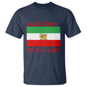 Make Iran Great Again T Shirt Vintage Lion and Sun Flag Patriotic Iranian Pride TS02 Navy Print Your Wear
