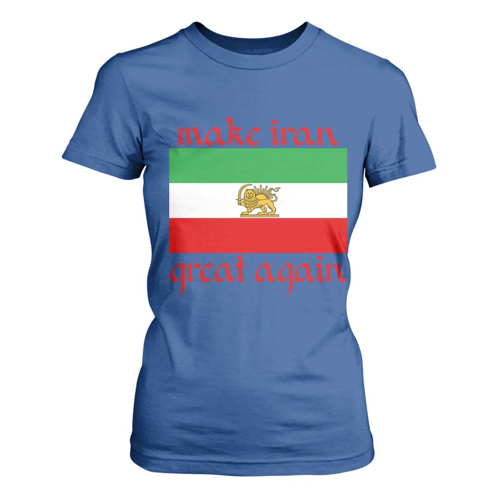 Make Iran Great Again T Shirt For Women Vintage Lion and Sun Flag Patriotic Iranian Pride TS02 Royal Blue Print Your Wear