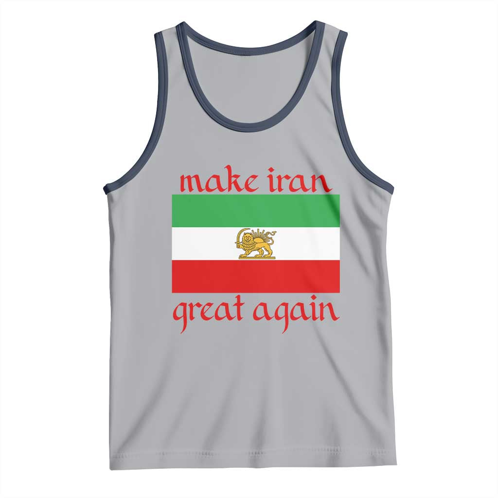 Make Iran Great Again Tank Top Vintage Lion and Sun Flag Patriotic Iranian Pride TS02 Athletic Heather Navy Print Your Wear