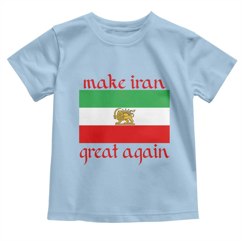 Make Iran Great Again Toddler T Shirt Vintage Lion and Sun Flag Patriotic Iranian Pride TS02 Light Blue Print Your Wear