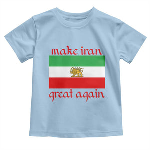 Make Iran Great Again Toddler T Shirt Vintage Lion and Sun Flag Patriotic Iranian Pride TS02 Light Blue Print Your Wear