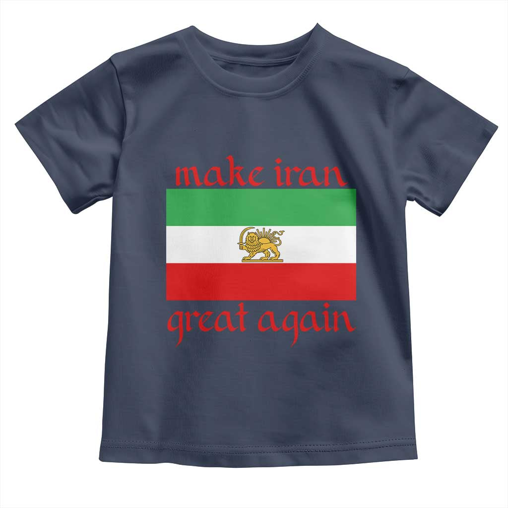 Make Iran Great Again Toddler T Shirt Vintage Lion and Sun Flag Patriotic Iranian Pride TS02 Navy Print Your Wear