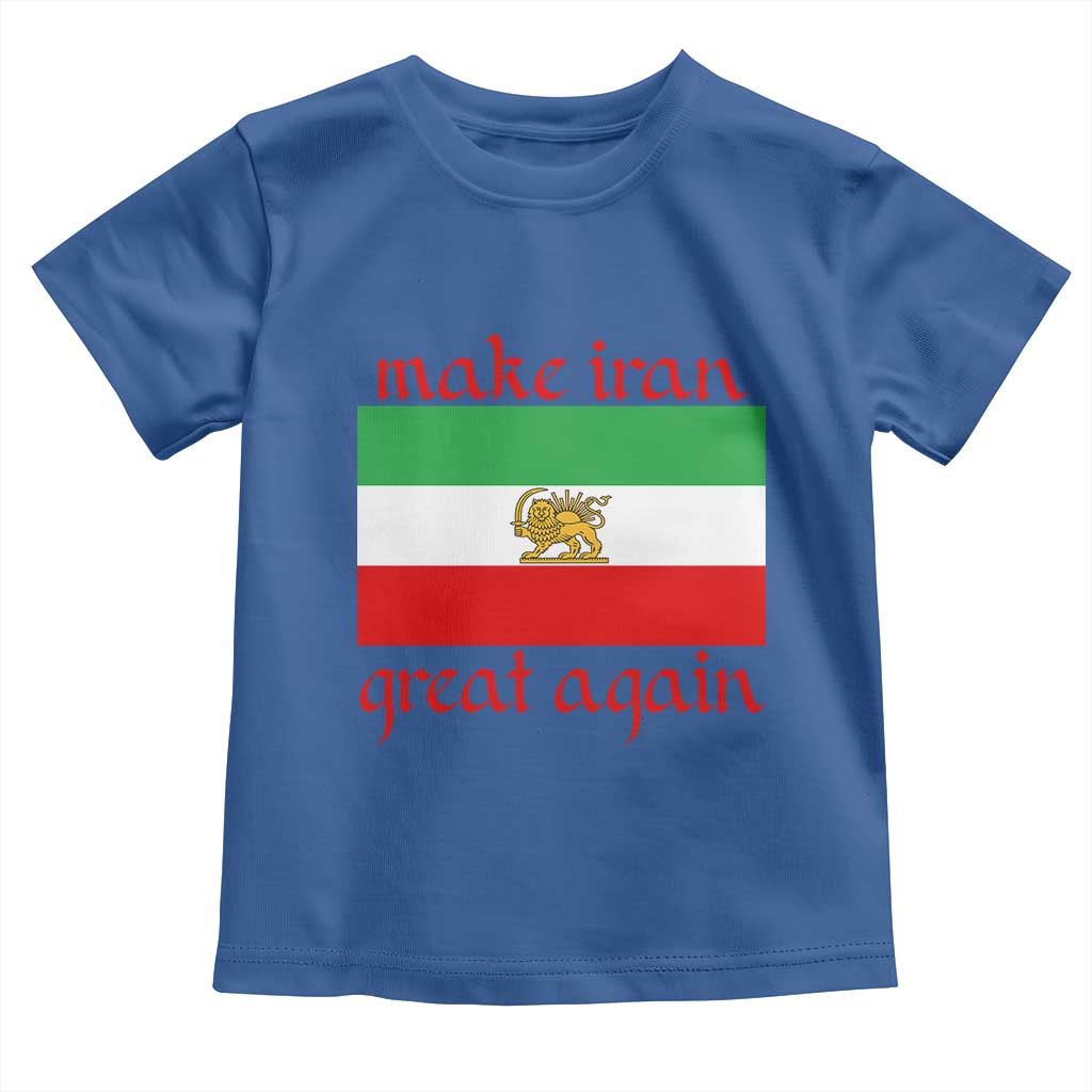 Make Iran Great Again Toddler T Shirt Vintage Lion and Sun Flag Patriotic Iranian Pride TS02 Royal Blue Print Your Wear