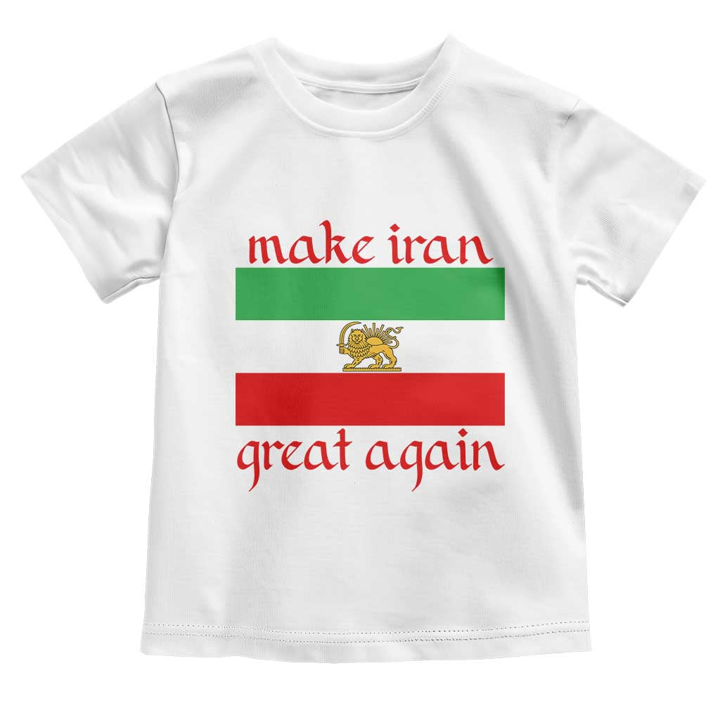 Make Iran Great Again Toddler T Shirt Vintage Lion and Sun Flag Patriotic Iranian Pride TS02 White Print Your Wear