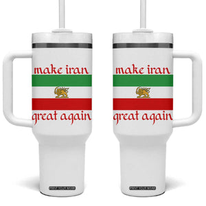 Make Iran Great Again Tumbler With Handle Vintage Lion and Sun Flag Patriotic Iranian Pride TS02 One Size: 40 oz White Print Your Wear
