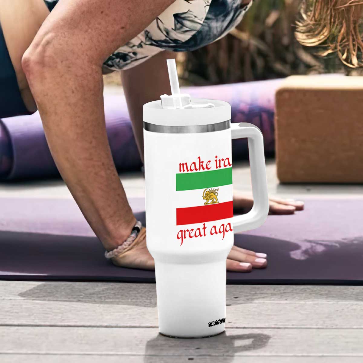 Make Iran Great Again Tumbler With Handle Vintage Lion and Sun Flag Patriotic Iranian Pride TS02 Print Your Wear