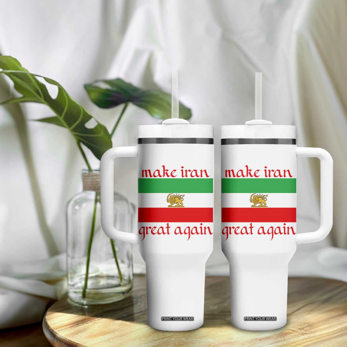 Make Iran Great Again Tumbler With Handle Vintage Lion and Sun Flag Patriotic Iranian Pride TS02 Print Your Wear
