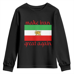 Make Iran Great Again Youth Sweatshirt Vintage Lion and Sun Flag Patriotic Iranian Pride TS02 Black Print Your Wear