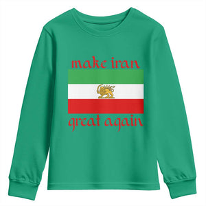 Make Iran Great Again Youth Sweatshirt Vintage Lion and Sun Flag Patriotic Iranian Pride TS02 Irish Green Print Your Wear