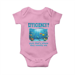 Efficiency Is Fish In Sea Funny Fish Pun Dad Joke Baby Onesie Yeah Thats Where They Usually Are Marine Life Ocean Humor