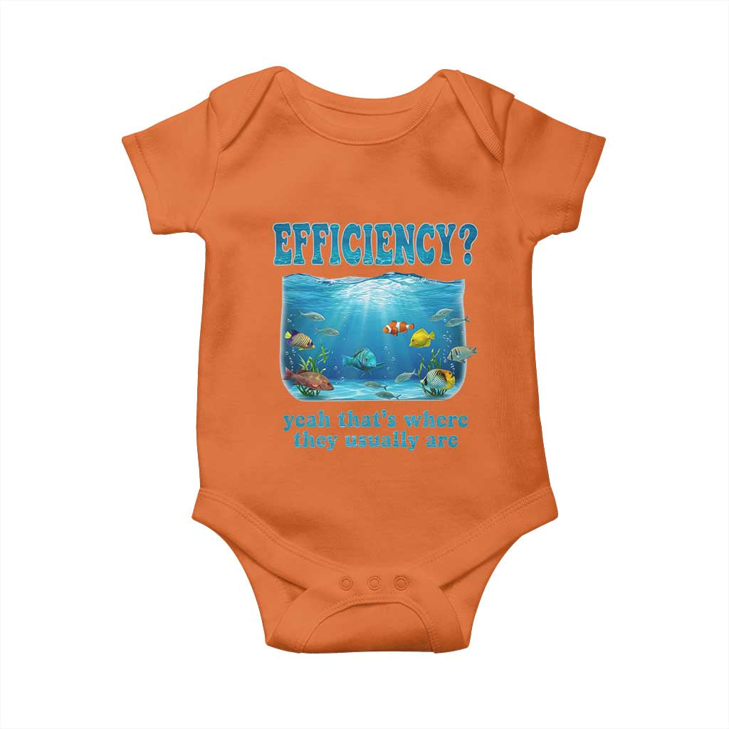 Efficiency Is Fish In Sea Funny Fish Pun Dad Joke Baby Onesie Yeah Thats Where They Usually Are Marine Life Ocean Humor
