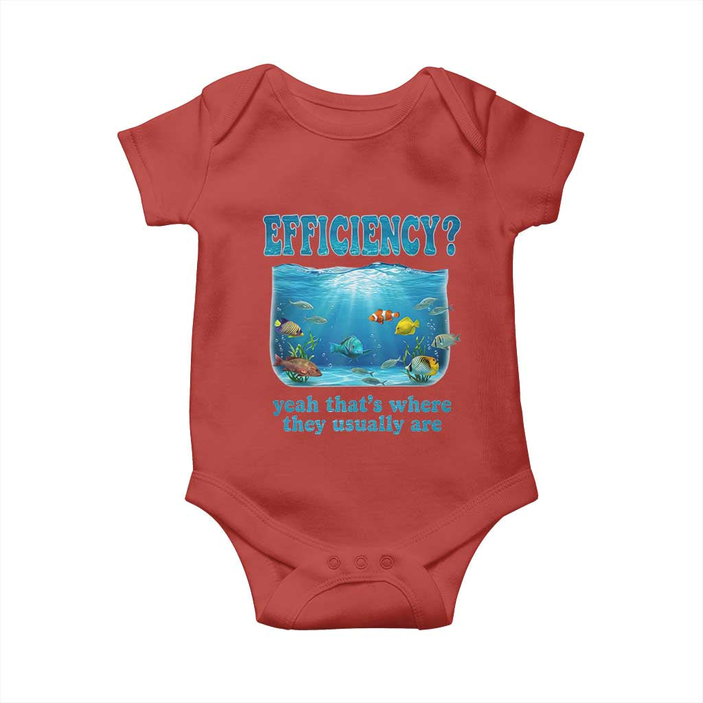 Efficiency Is Fish In Sea Funny Fish Pun Dad Joke Baby Onesie Yeah Thats Where They Usually Are Marine Life Ocean Humor