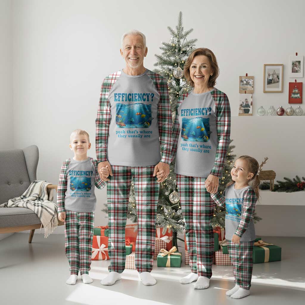 Efficiency Is Fish In Sea Funny Fish Pun Dad Joke Plaid Pajama Set Yeah Thats Where They Usually Are Marine Life Ocean Humor