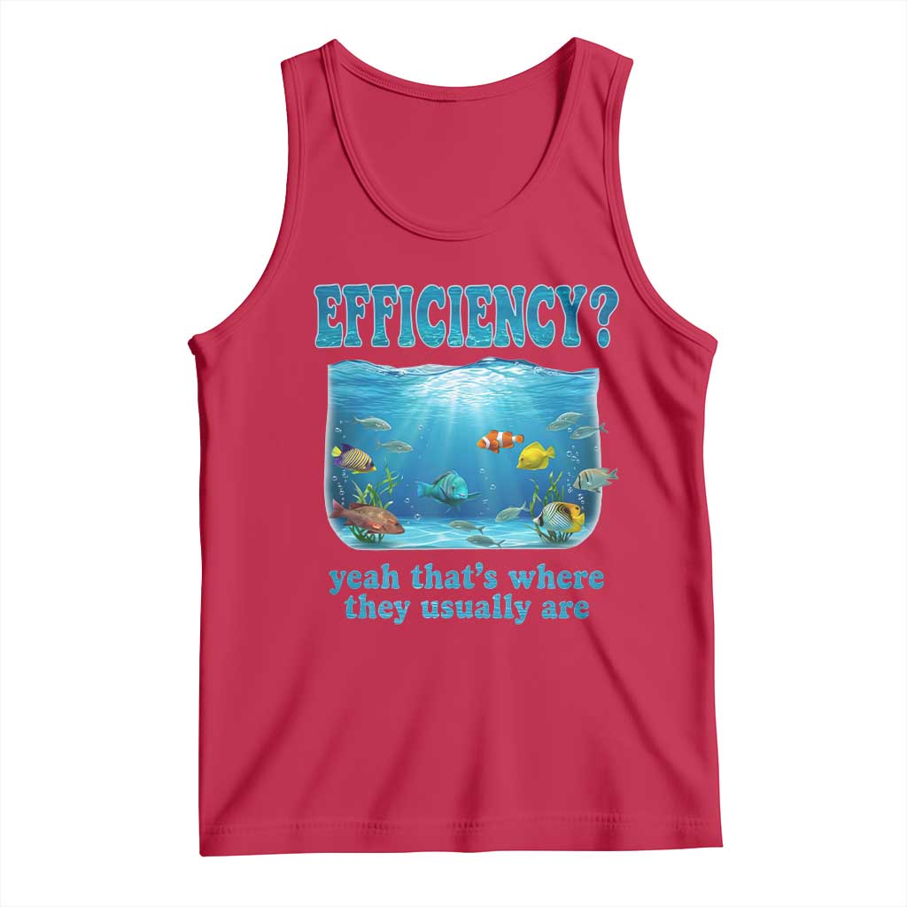 Efficiency Is Fish In Sea Funny Fish Pun Dad Joke Tank Top Yeah Thats Where They Usually Are Marine Life Ocean Humor