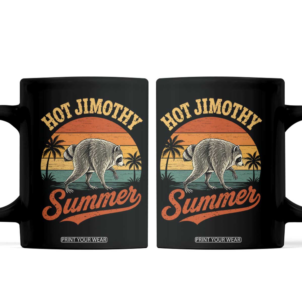 Hot Jimothy Summer Retro Sunset Beach Graphic Coffee Mug Funny Viral Seattle Raccoon Meme