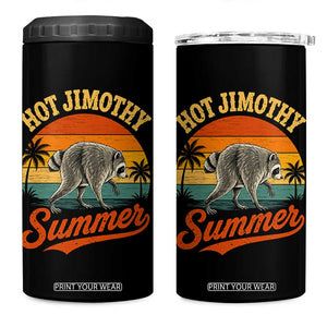 Hot Jimothy Summer Retro Sunset Beach Graphic 4 in 1 Can Cooler Tumbler Funny Viral Seattle Raccoon Meme