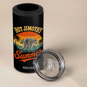 Hot Jimothy Summer Retro Sunset Beach Graphic 4 in 1 Can Cooler Tumbler Funny Viral Seattle Raccoon Meme