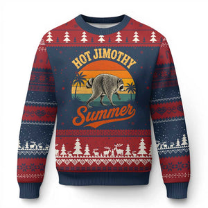 Hot Jimothy Summer Retro Sunset Beach Graphic Ugly Christmas Sweater Funny Viral Seattle Raccoon Meme