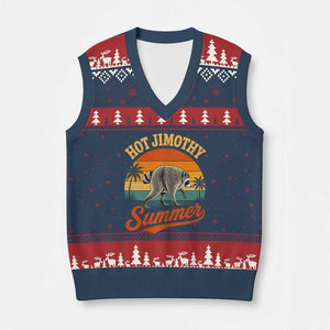 Hot Jimothy Summer Retro Sunset Beach Graphic V-Neck Knit Sweater Vest Funny Viral Seattle Raccoon Meme