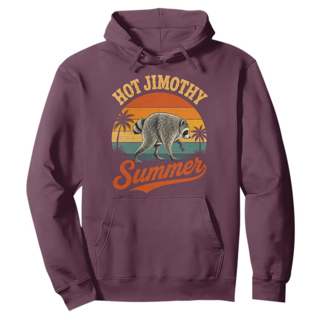 Hot Jimothy Summer Retro Sunset Beach Graphic Hoodie Funny Viral Seattle Raccoon Meme