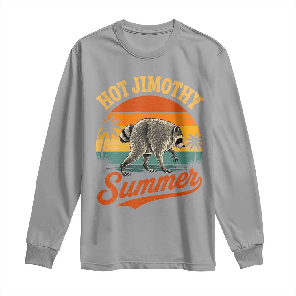 Hot Jimothy Summer Retro Sunset Beach Graphic Long Sleeve Shirt Funny Viral Seattle Raccoon Meme