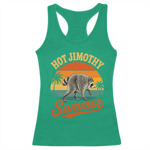 Hot Jimothy Summer Retro Sunset Beach Graphic Racerback Tank Top Funny Viral Seattle Raccoon Meme