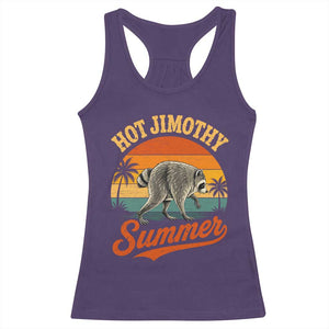 Hot Jimothy Summer Retro Sunset Beach Graphic Racerback Tank Top Funny Viral Seattle Raccoon Meme
