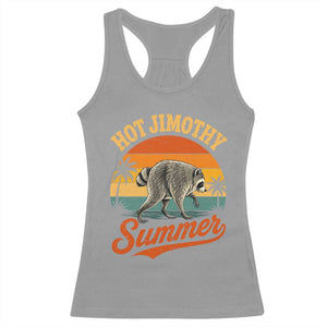 Hot Jimothy Summer Retro Sunset Beach Graphic Racerback Tank Top Funny Viral Seattle Raccoon Meme