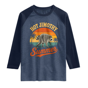 Hot Jimothy Summer Retro Sunset Beach Graphic Raglan Shirt Funny Viral Seattle Raccoon Meme