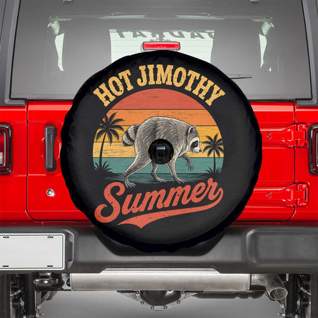 Hot Jimothy Summer Retro Sunset Beach Graphic Spare Tire Cover Funny Viral Seattle Raccoon Meme