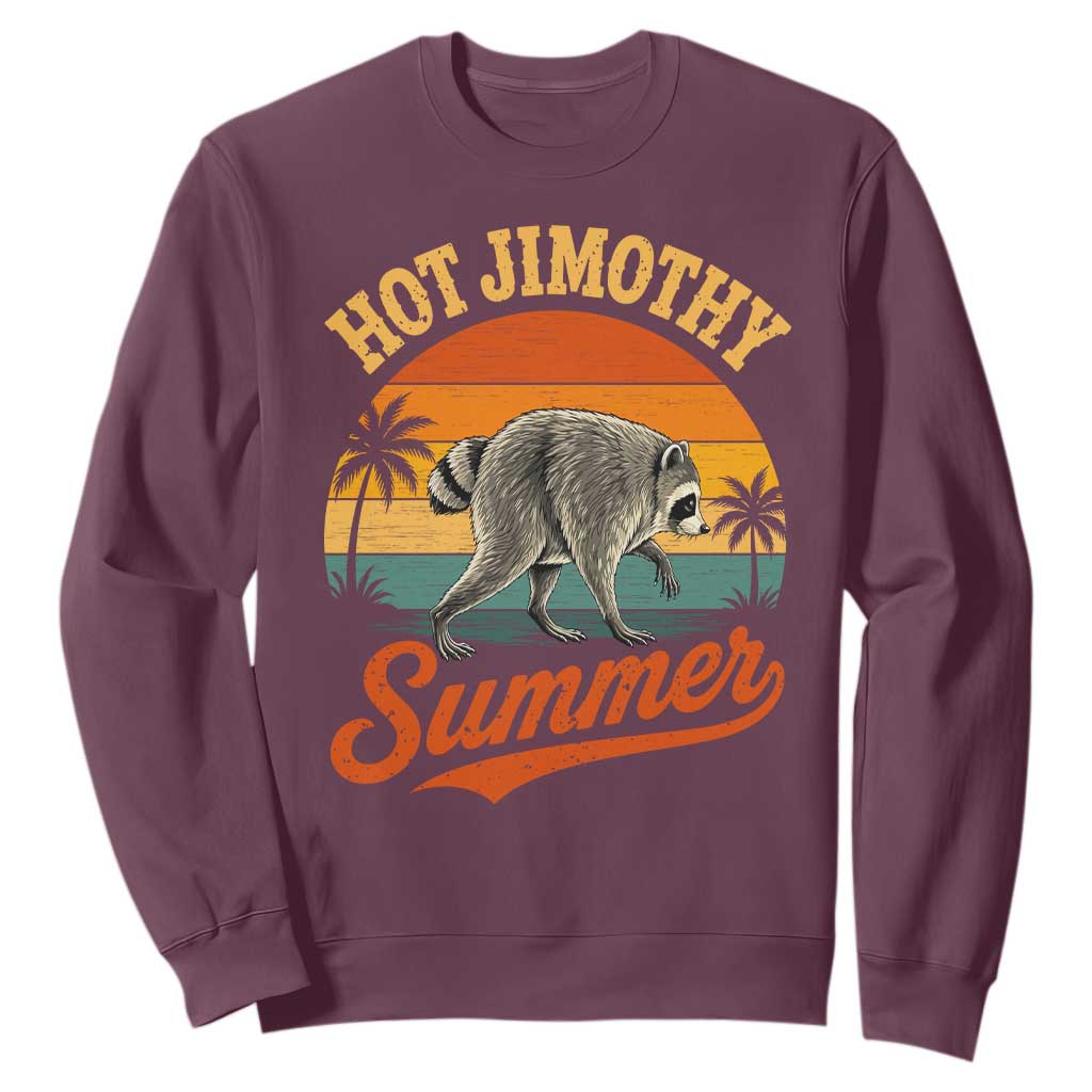 Hot Jimothy Summer Retro Sunset Beach Graphic Sweatshirt Funny Viral Seattle Raccoon Meme