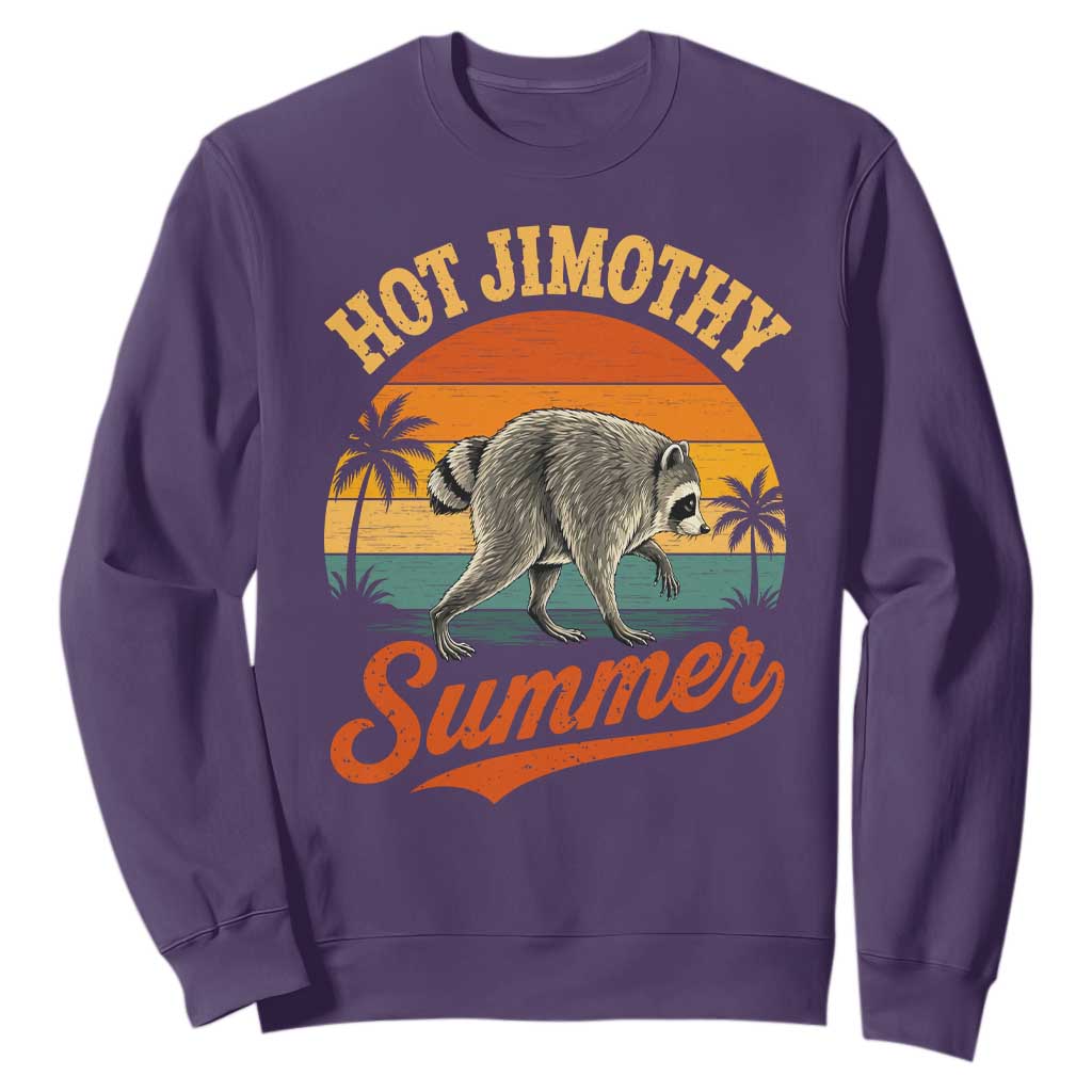 Hot Jimothy Summer Retro Sunset Beach Graphic Sweatshirt Funny Viral Seattle Raccoon Meme