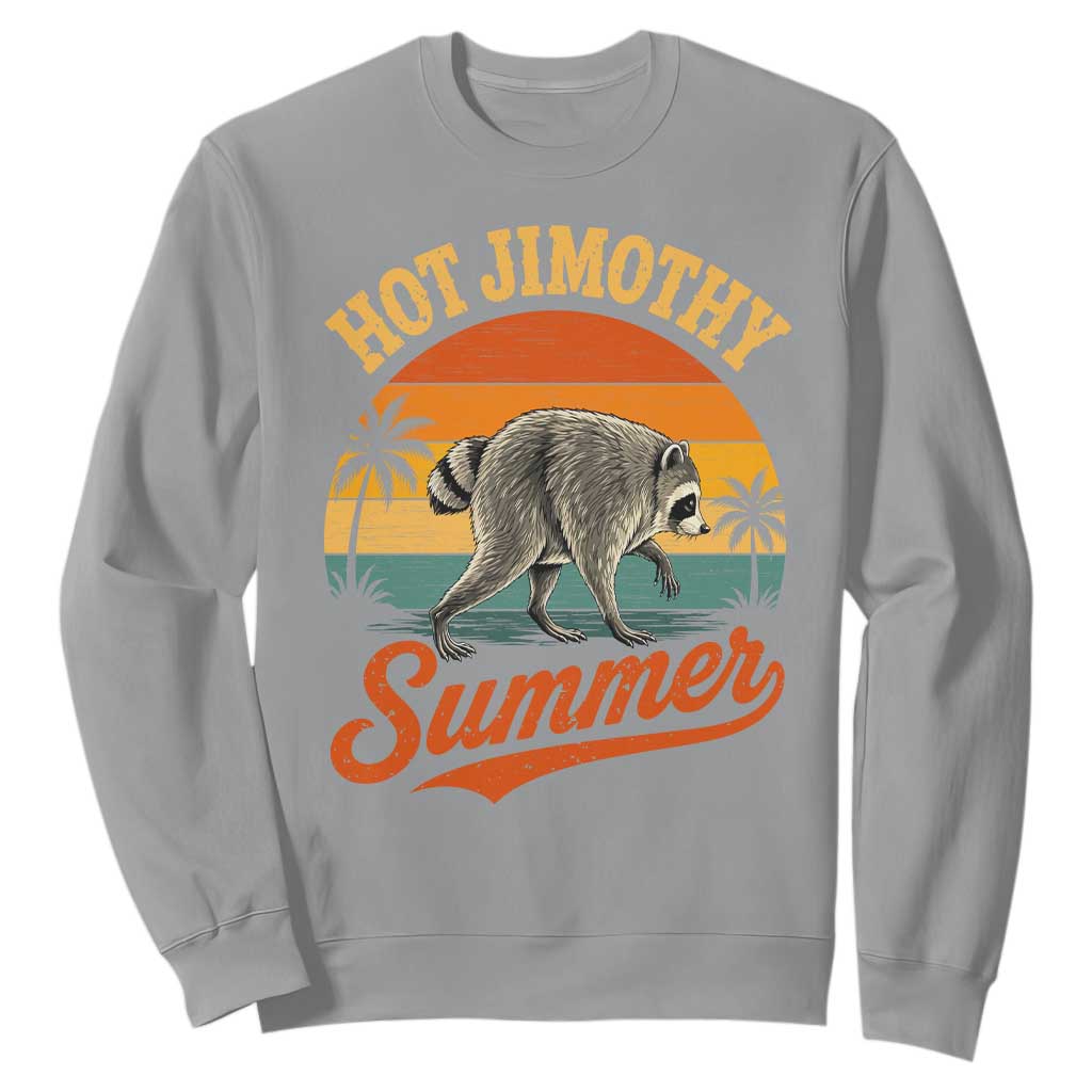 Hot Jimothy Summer Retro Sunset Beach Graphic Sweatshirt Funny Viral Seattle Raccoon Meme