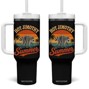 Hot Jimothy Summer Retro Sunset Beach Graphic Tumbler With Handle Funny Viral Seattle Raccoon Meme