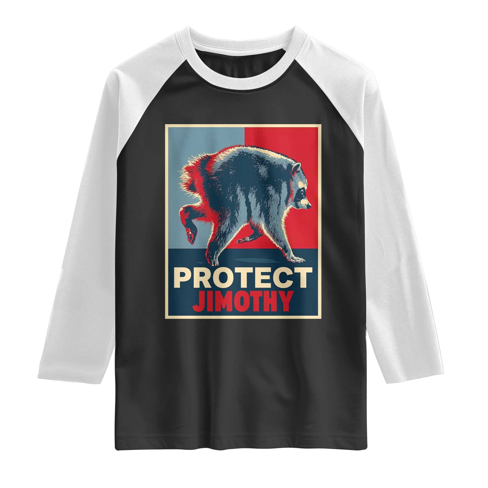 Protect Jimothy Seattle Raccoon Supporter Raglan Shirt Hope Style Poster Parody Graphic TS02 Black White Print Your Wear