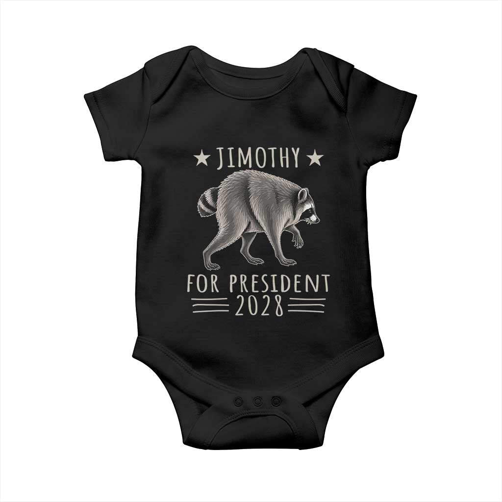 Jimothy For President 2028 Parody Baby Onesie Funny Viral Seattle Raccoon Lover TS02 Black Print Your Wear