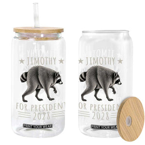 Jimothy For President 2028 Parody Glass Can Funny Viral Seattle Raccoon Lover