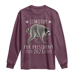 Jimothy For President 2028 Parody Long Sleeve Shirt Funny Viral Seattle Raccoon Lover