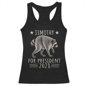 Jimothy For President 2028 Parody Racerback Tank Top Funny Viral Seattle Raccoon Lover