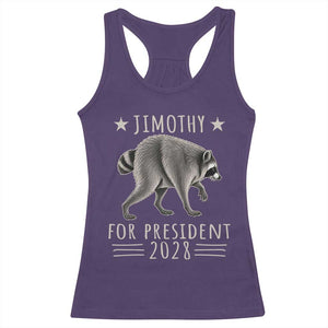 Jimothy For President 2028 Parody Racerback Tank Top Funny Viral Seattle Raccoon Lover