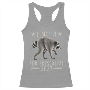 Jimothy For President 2028 Parody Racerback Tank Top Funny Viral Seattle Raccoon Lover