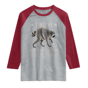 Jimothy For President 2028 Parody Raglan Shirt Funny Viral Seattle Raccoon Lover