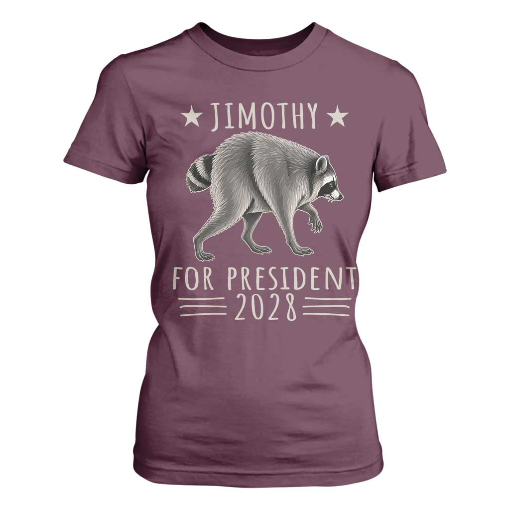 Jimothy For President 2028 Parody T Shirt For Women Funny Viral Seattle Raccoon Lover