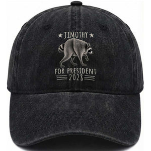 Jimothy For President 2028 Parody Washed Cotton Baseball Cap Funny Viral Seattle Raccoon Lover